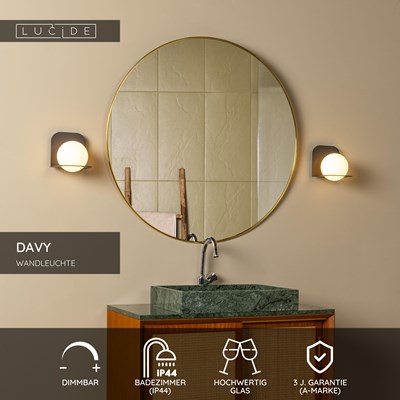 Lucide DAVY - Wandleuchte Badezimmer - 1xG9 - IP44 - Schwarz